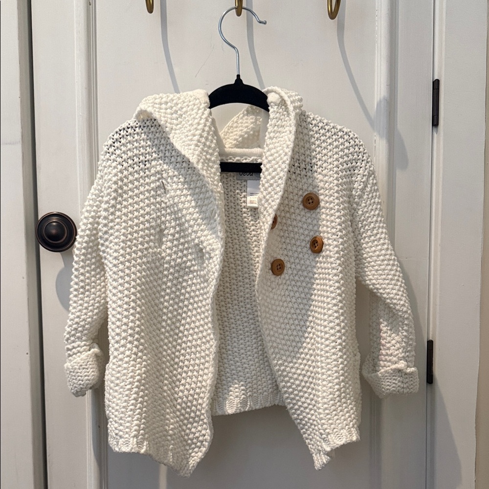 Cozy White Knit Kids Jacket